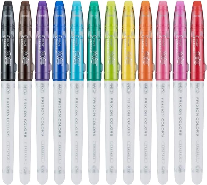 Pilot FriXion Colors Erasable Marker Pens, Bold Point, Erasable Pens, Assorted Color Inks, 12-Pack