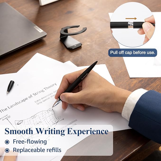 Magnetic Levitation Gel Ink Pen, Metal Luxury Gifts for Men & Women, Futuristic Floating Fidget Pen, Cool Tech Gadgets, Unique Office Desk Accessories for Him Dad Boss Teacher (Black)