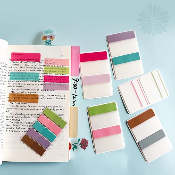 ELII 300 PCS Tabs 2 Inch Sticky Index Tabs,21 Sets Page Markers Macaron | Writable Repositionable Page Markers,File Tabs Self Adhesive,Tape Flags,Pages Notebooks, Smooth Writing,Safety Material