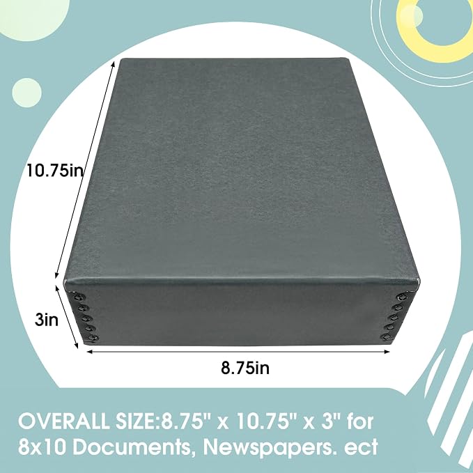 Golden State Art, Archival Storage Box, Gray, 8.75x10.75x3 Inch, Pack of 2 | Acid-Free Museum Box with Metal Edge Corner, for Storing Artwork Photos Documents Prints Arts And Crafts