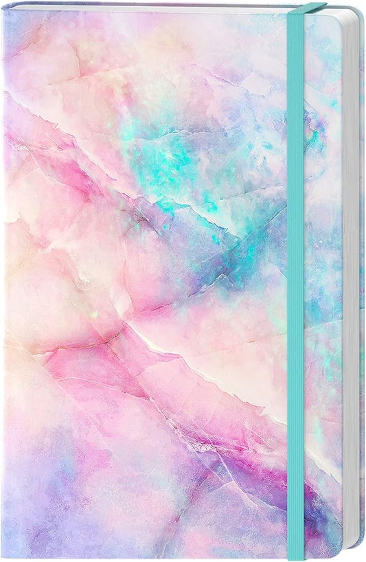 Lined Journal Notebook, Hardcover, Medium 5.7 x 8.4 in, 160 Pages Thick Paper, Cute Aesthetic A5 College Ruled Notebook for Journaling Writing Work Office School Women Men, Colorful Marble