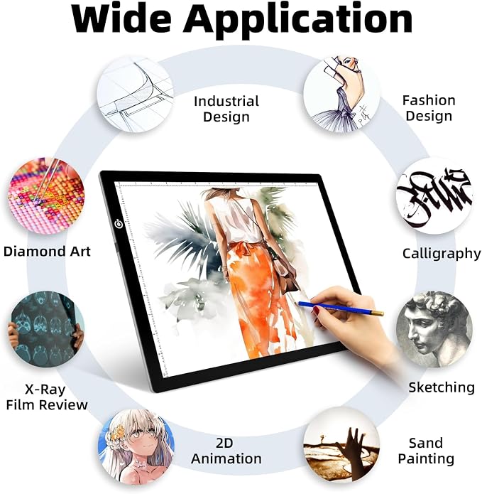 LooEooDoo A3 Light Pad for Diamond Art Bright Board, Tracing Light up Box for Weeding Vinyl, Ultra-Thin Copy Board with Adjustable Brightness for Drawing, Sketching, Animation