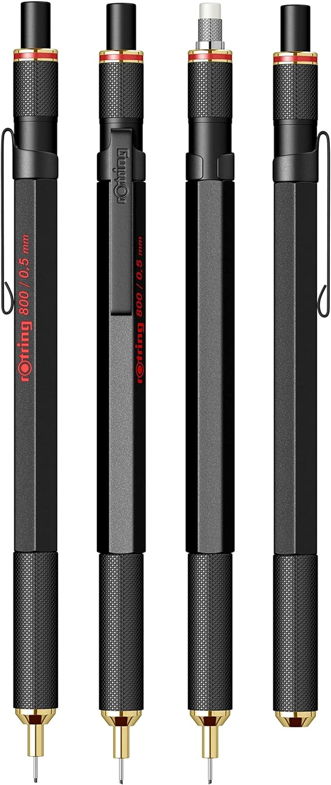 rOtring 800 Retractable Mechanical Pencil, 0.5mm, Black Metal Barrel - For Drafting, Engineering, Architecture Professionals
