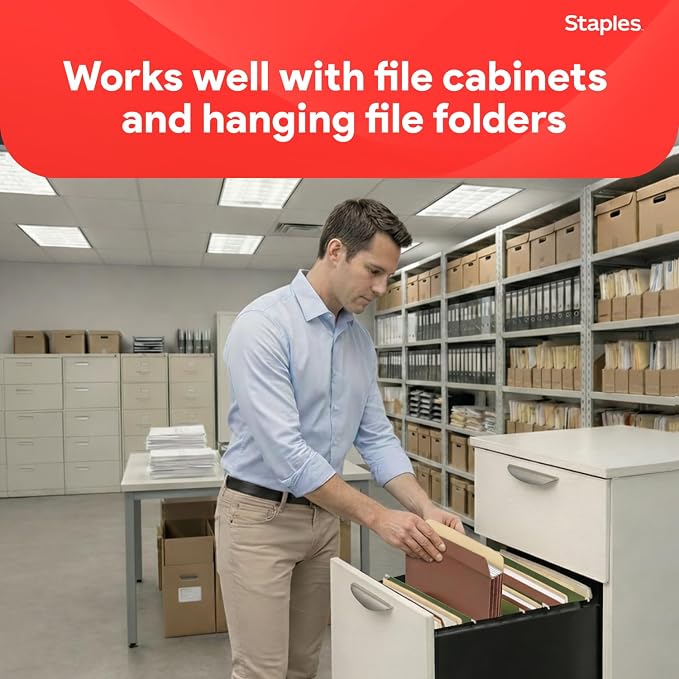 Staples Reinforced File Pockets, Letter Size, Expands Up to 5.25", Heavy‑Duty Brown Accordion Folders with Strong Gussets – 10/Pack