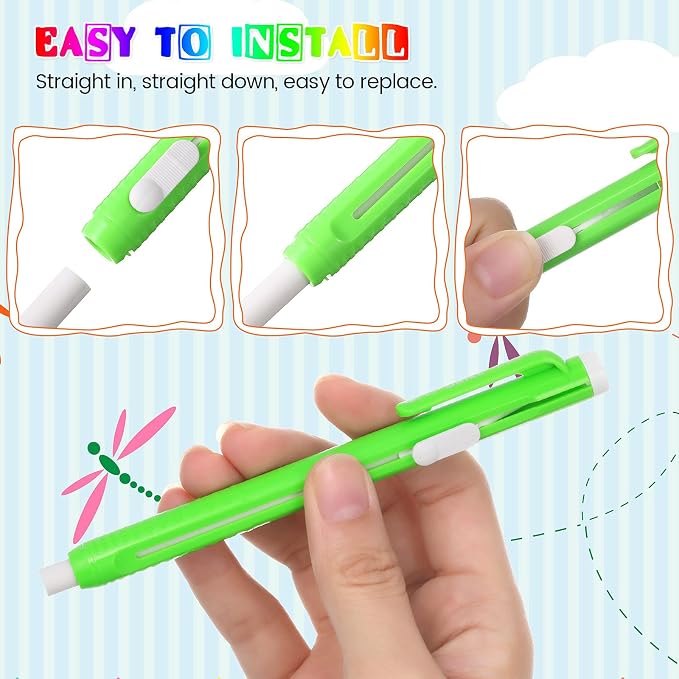 Pangda 10 Pieces Retractable Mechanical Eraser Pen, Pen-Style Erasers Pencil Click Big for Drawing, Art, Drafting, Sketching Adults, Kids Office, School Supplies (Multicolor)