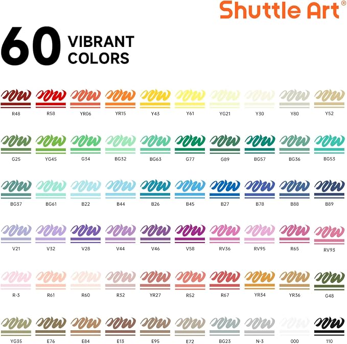 Shuttle Art Automatic Ink Control Acrylic Paint Markers, 60 Colors Brush Tip Acrylic Paint Pens for Rock, Ceramic, Wood, Canvas, Glass, Stone, Fabric, Card Making, DIY Football Crafts, FlipFunAlong