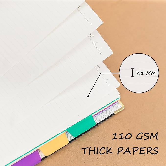 VANRTTO 5 Subjects Hardcover Spiral Notebook College Ruled Lined B5 Pink | Hardcover 8.0x10 IN Spiral Notebook With Removable Tab Dividers, 110 GSM Paper Notebooks for Work, 300 Pages B5 Notebooks