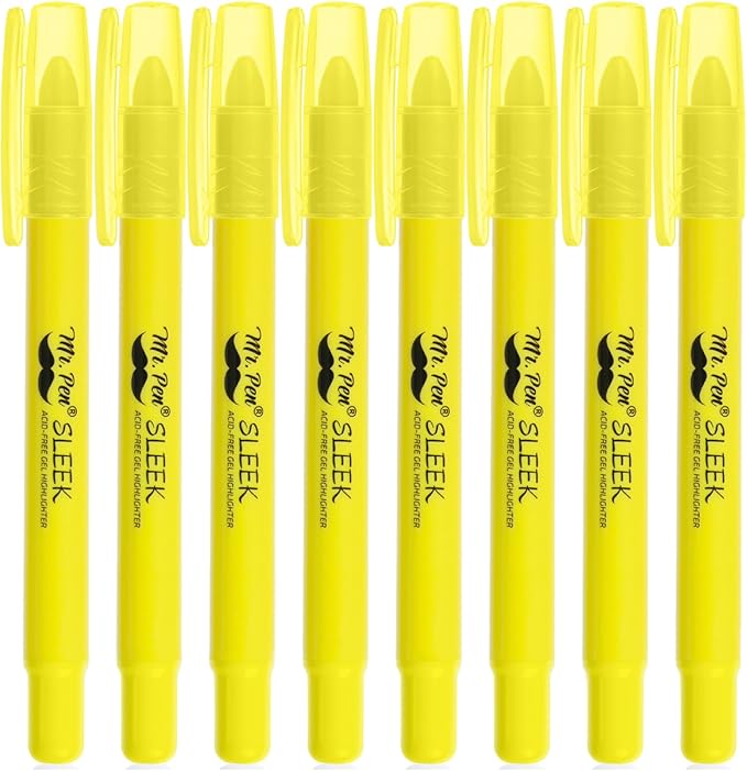 Mr. Pen- Yellow Gel Highlighter, 8 Pack | Twist-Up Bible Highlighters No Bleed Through, Fast Drying, Odor-Free Gel Highlighter for Bible Study, Journaling