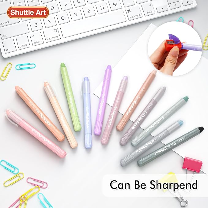 Shuttle Art Bible Highlighters and Pens No Bleed, 12 Mild Colors Gel Highlighters No Bleed Through, Bible Journaling Supplies, Great for Journaling Highlighting and Studying