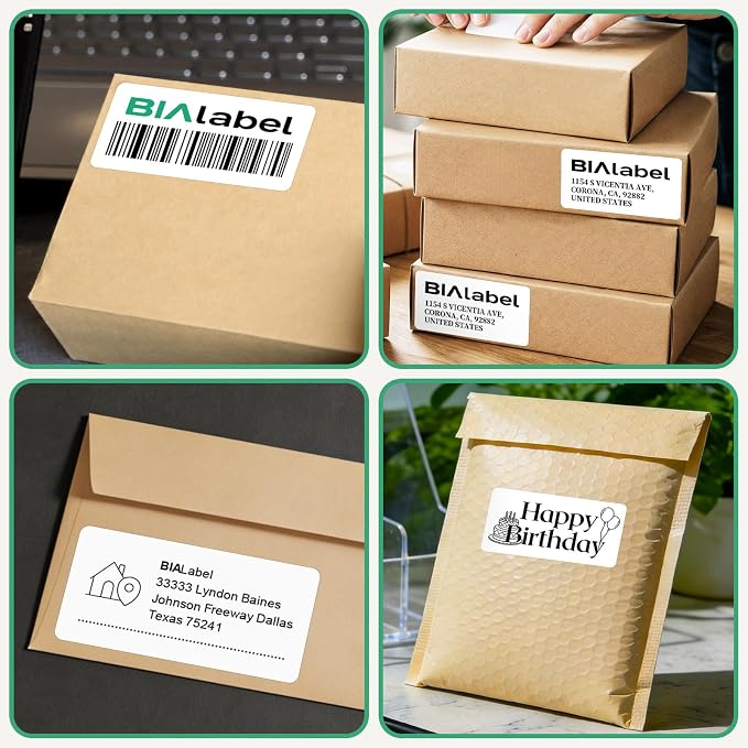 5000 Labels 10-Up 2" x 4'' Shipping Address Barcode Labels for Laser & Inkjet Printers, 500 Sheets, White, Permanent Adhesive, BIAlabel