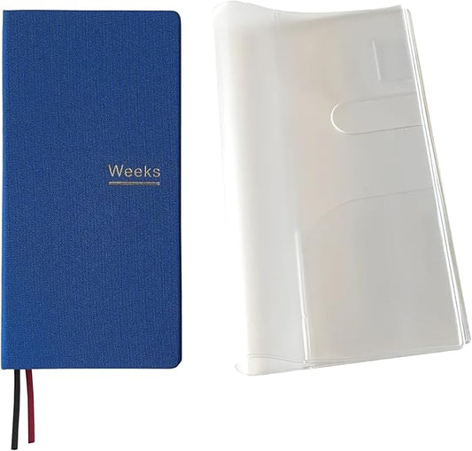 Undated Weekly Planner Notebook Pocket Organizer Appointment Book Journal Notebook A6 Week Plan Notepad (Blue with cover)
