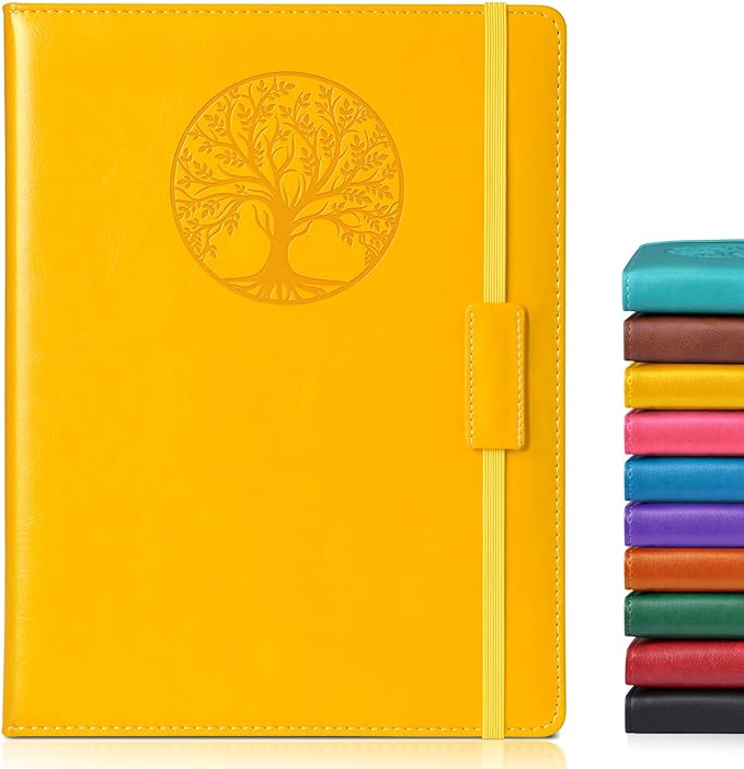 Biuwory B5 Leather Journal Notebook, 256 Lined Pages, Hardcover 7.8"×10.2" | Large Vintage Journal for Women Men,Work,School,Business,Travel Diary,Note taking,College Ruled Writing,Daily Journaling