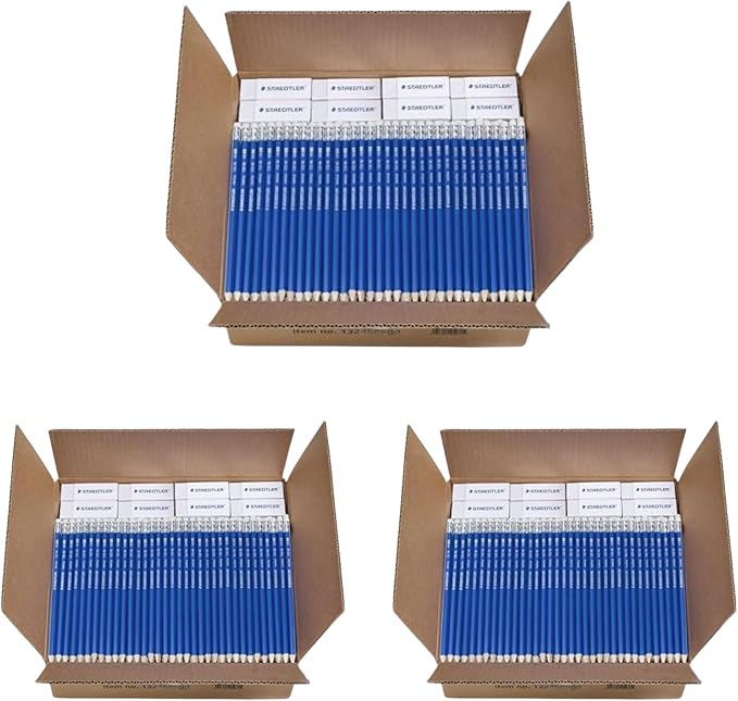 STAEDTLER Norica #2 HB Pencils Class Pack: 144 Pre-Sharpened Pencil + 12 Erasers, Bulk School Supplies Set, Break-Resistant Lead, Latex, PVC-Free (432 pencils + 36 erasers, 3 Pack)