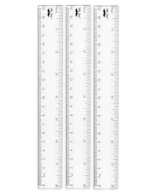 Mr. Pen- Plastic Ruler, 8 Inch, 3 Pack, Easy-to-Read Markings | Scratch-Resistant Design, Durable Clear Rulers for Crafting Office & School, School Supplies