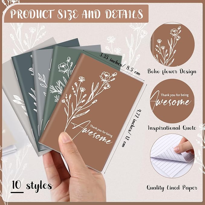 Feifeiya 30 Pcs Motivational Mini Notebooks Bulk Pocket Inspirational Journals Notepads Back to School Gifts Bulk for Teacher Employee Coworker Office Staff Nurse Social Worker(Awesome)