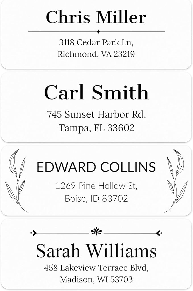 Personalized Return Address Labels, Custom Address and Name Mailing Labels for Envelopes & Branding- Basic Design 1x2.6 Inches Flat Sheet of 60-1200 Made in USA by My Sign Center