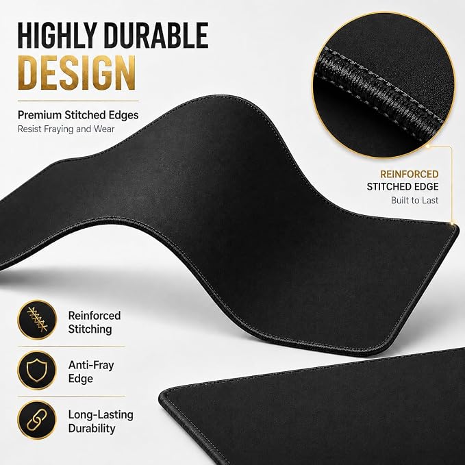 KTRIO Large Gaming Mouse Pad Desk Mat for Gamer, 31.5" x 11.8", Black, XL | Extended Size Design, Superior Micro-Weave Cloth, Non-Slip Rubber Base, Durable Stitched Edges, Water-Resistant Coating