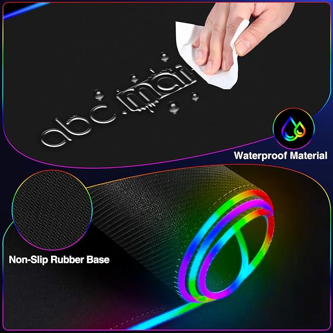RGB Gaming Mouse Pad with Magnetic Wireless Charging & Foldable Phone Stand | 31.5"x11.8" XL Extended Mousepad with Stitched Edges, Ultra-Smooth Waterproof Surface, 25 Lighting Effects, Non-Slip Base