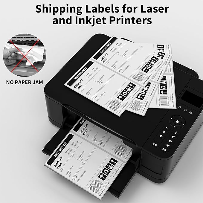 250 Sheets 500 Labels Half Sheet Self Adhesive Shipping Labels for Laser & Inkjet Printers, 8.5" x 5.5" Shipping Mailing Label, White