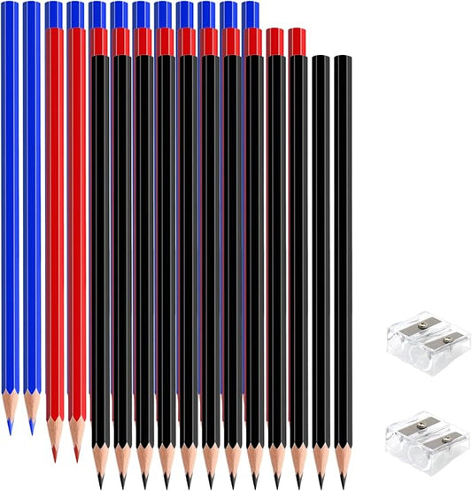 36 PCS Red Blue Black Colored Pencils, Pre-sharpened Professional Wooden Art Pencils Set for Artists Painting | Premium Drawing Sketching Supplies (Red Blue Black)