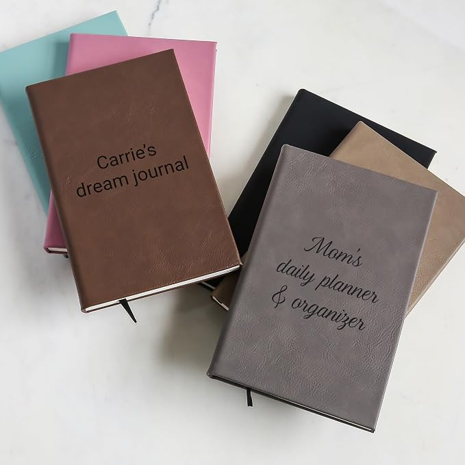 Lifetime Creations Customized Create Your Own Notebook Journal (Pink) - Personalized Hardcover Vegan Leather Journaling Notebooks, Business Gift for Women, Men, Teachers, Professionals