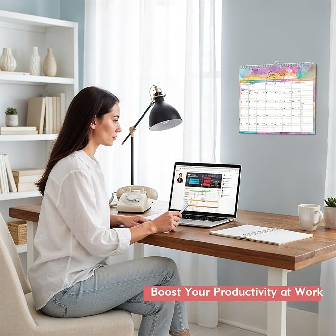 Comix 2026-2027 Wall Calendar,18 Month Planner for Home Office Classroom | 120GSM Thick Paper, Large Lined Blocks, Ink Bleed Resistant, Reinforced Hanger, for Home Office Classroom Family Planning