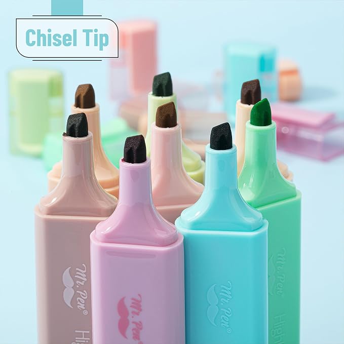 Mr. Pen- Highlighters, 8 Pack, Vintage Colors | Highlighters with Firm Chisel Tip, Quick Dry & Non-Toxic, No Bleed on Standard Paper, Ideal for Highlighting, Underlining