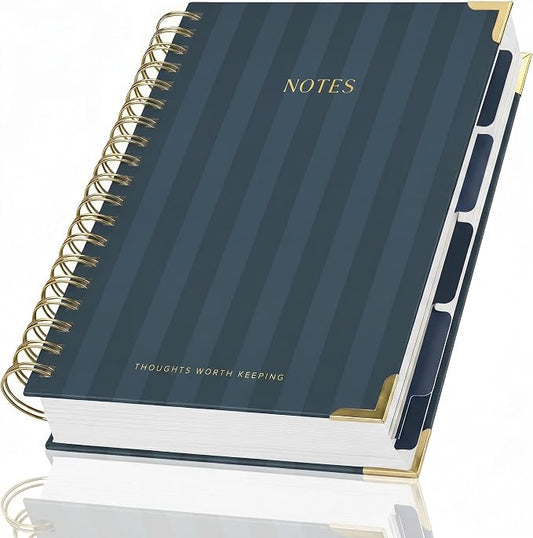 Aesthetic Thick Spiral Notebook With Tabs - Premium Journal For Women Size B5 - College Ruled Note Book With 300 Lined Pages and Dividers - Perfect For Writing And Staying Organized at Work or School