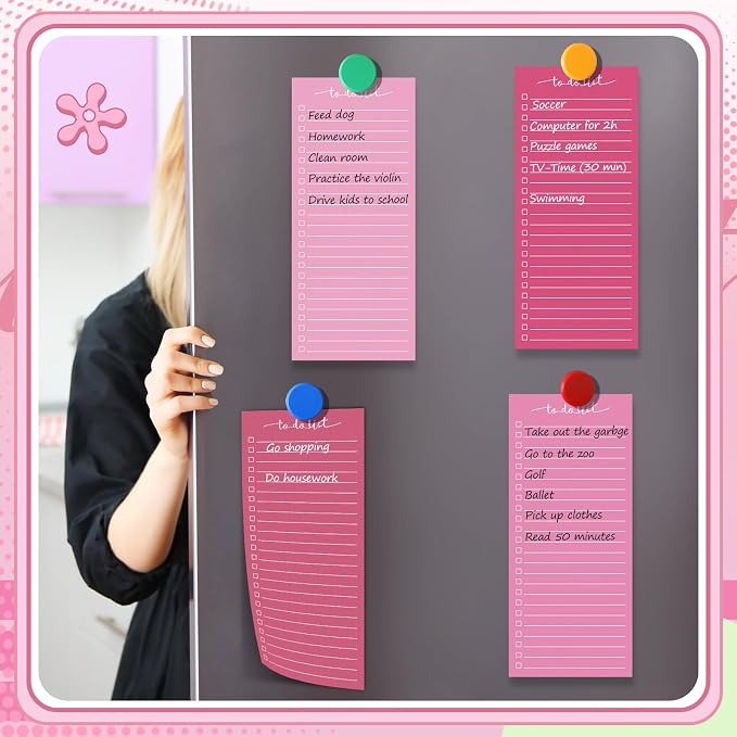 Censen 10 Pack 500 Sheets to Do List Notes Daily Checklist Notepad with 50 Sheets Undated Memo Pad Color Block Shopping List Weekly Plan Notepad Organizer Planners(Gradient Pink,Lined)