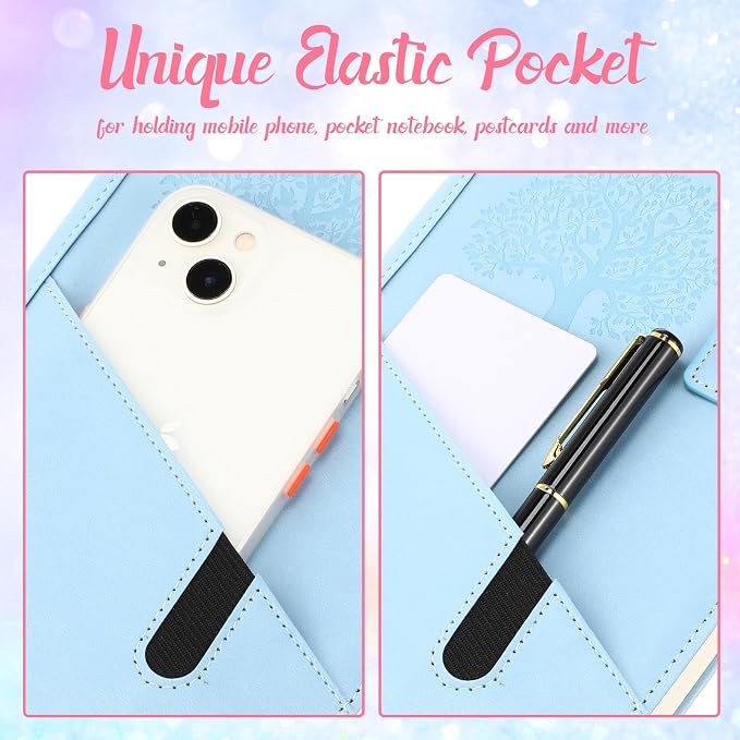 Cholemy 12 Pcs Back to School Leather Journal Gift Bulk Sets for Women Men Employee Coworker A5 Life Tree Hardcover Executive Writing Notebooks with Pen Teacher Office Business 200 Page(Light Colors)
