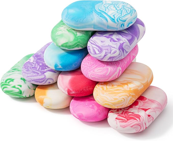 Mr. Pen- Marble Pencil Erasers, 12 Pack, 1" x 2" | Soft Rubber Marble Pencil Erasers for School, Office, Art Sketching, Homework, Exams, Clean Smudge-Free Correction