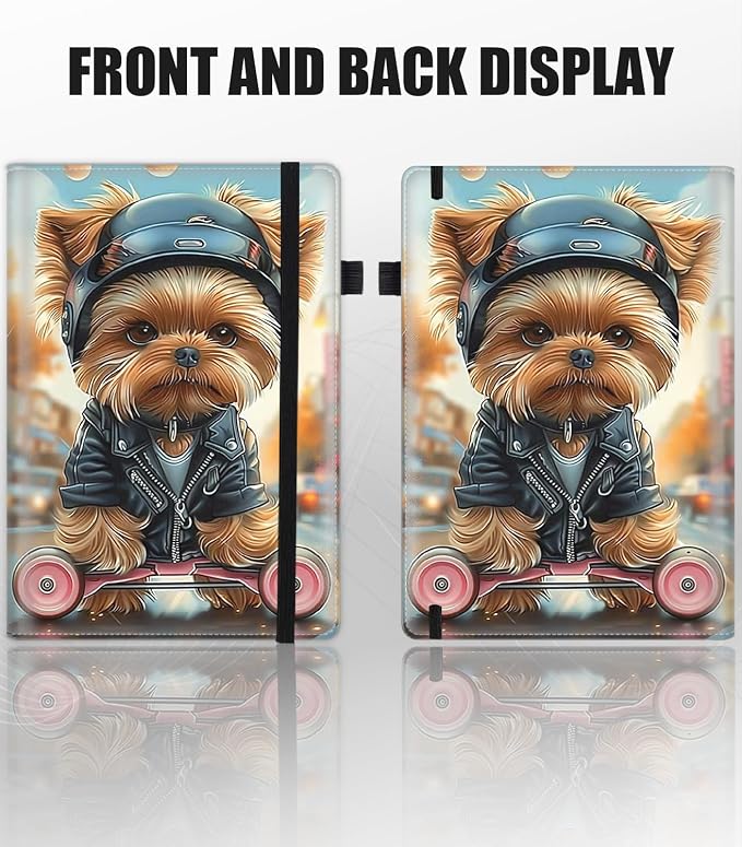 Hardcover Executive Notebooks, A5 PU Leather Lined Journal Notebook, 200 Pages Thick Paper Subject Notebooks for School,Work,Home Writing Business Notebook, Diary Book ，Cute Dog