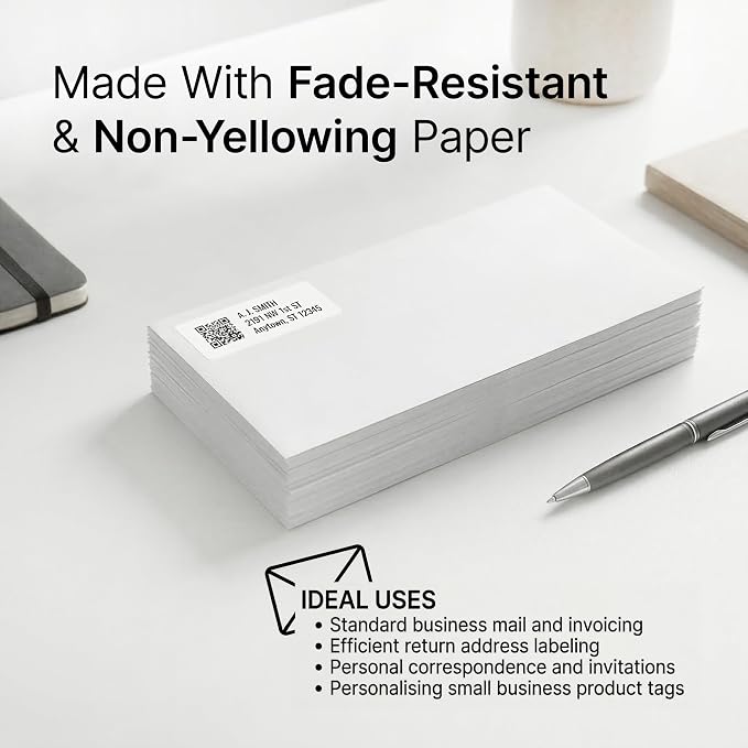 1.75" X 0.5" Matte White Return Address Labels (500 Sheets, 40000 Stickers) Mailing Labels for Envelopes, File Folder Stickers for Laser & Inkjet Printers - Spartan Industrial Template R002