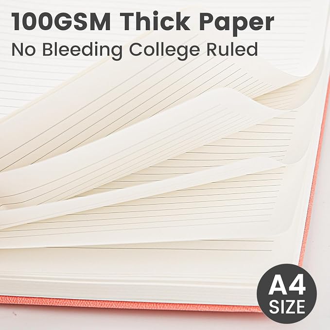 Spiral Notebook - 8.5 x 10.98 Inch Large Hard Cover Notebook with Elastic Band & Pocket, 252 Pages, Lay Flat Wirebound Journal for Work, School, Planning & Note Taking Black