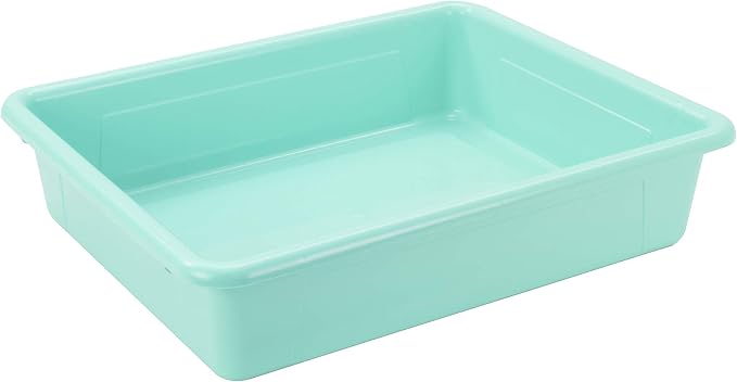 Storex Letter Size Flat Storage Tray – Organizer Bin for Classroom, Office and Home, Teal, 5-Pack (62522A05C), 10 x 13 x 3 Inches