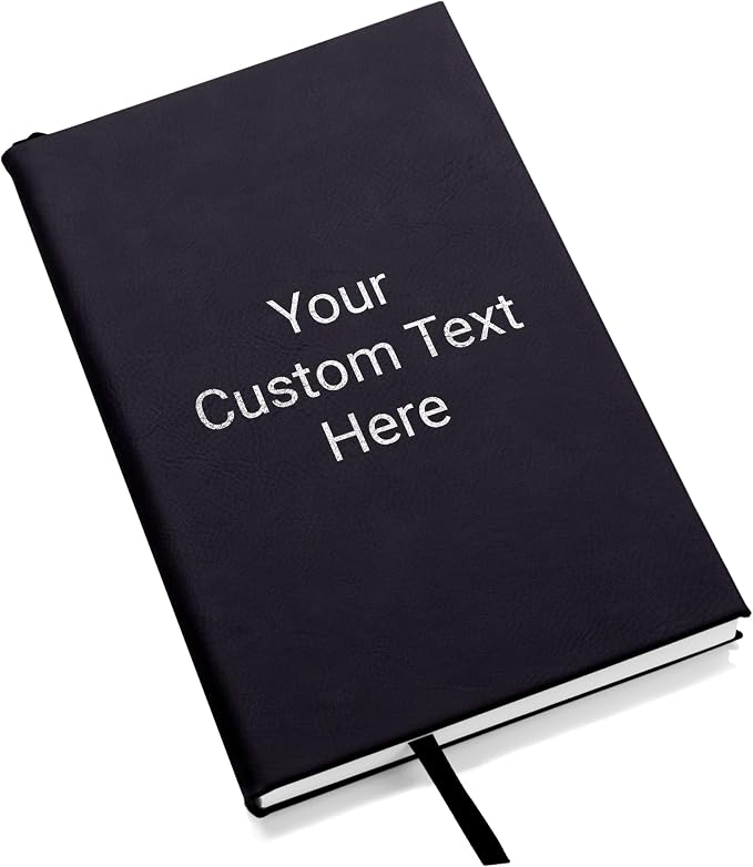 Lifetime Creations Customized Create Your Own Notebook Journal (Black) - Personalized Hardcover Vegan Leather Journaling Notebooks, Business Gift for Women, Men, Teachers, Professionals