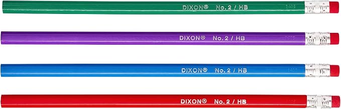 Dixon #2 Pencils, Wood-Cased, Black Core, 8-Count, Assorted Color Barrels (14508)(Pack of 8)