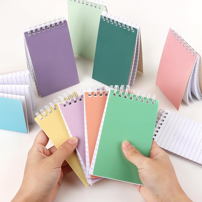 Hxezoc 10 Pack Small Pocket Notebooks, 3 x 5 Inches Mini Colorful Spiral Pocket Notebook with Lined Pages Memo Pads for Kids Home Office School Classroom Decoration Supplies