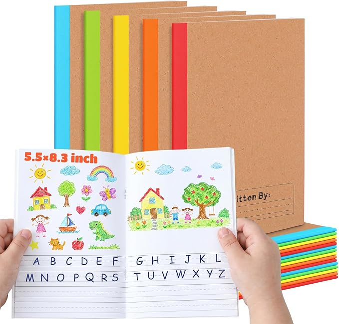 Henoyso 20 Pack Primary Composition Notebook, A5 Kids Primary Journal, K-2 Writing Notebook for Kids Student Draw Write Story Journal Half Blank Books(Bright Color)