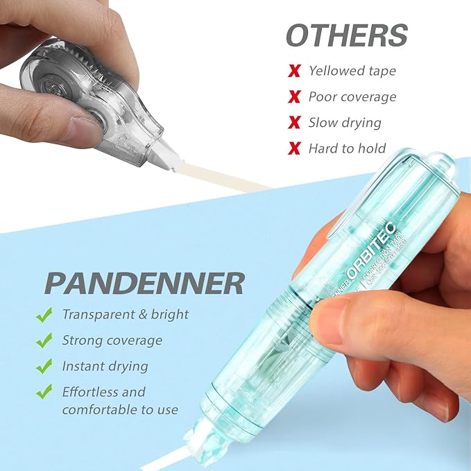 White Correction Tape,Refillable Retractable Quick Dry Japan Aesthetic Cute White Correction Tape Out Pen, with Easy to Use Mini Small Pen Shaped Applicator (retractable & refillable)