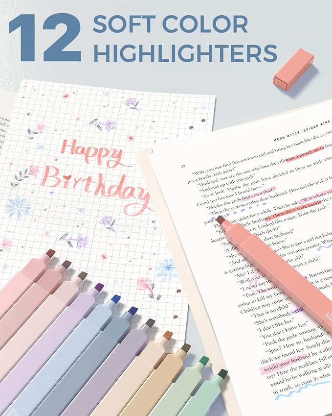 Four Candies 56 PCS School Supplies with Pencil Case, 6 Multicolor Pens, 12 Pastel Highlighters, 5 Gel Pens, 9 Mechanical Pencils for Student Back to School Stationery Set College Essentials (Blue)
