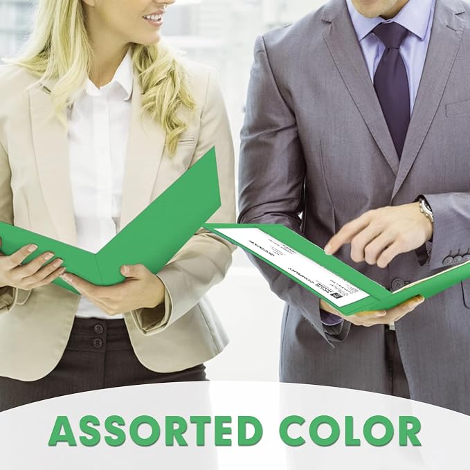 Two Pocket Folders, PANDRI 30 Pack 2 Pocket Folders, Letter Size Paper File Folder for School Office Home Business, Green