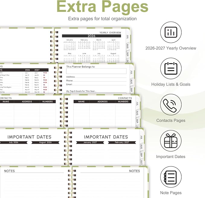 Planner 2026-2027, Weekly and Monthly Academic Year Calendar Planner, July 2026 - June 2027, Daily Agenda Book for Office School Supplies, A5(6.3'' x 8.5'')