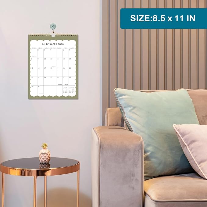 2026 Calendar - 2026-2027 Wall Calendar, July 2026- December 2027, 8.5'' x 11'' Small Calendar, 18-Month Vertical Wall Calendar with Twin-Wire Binding, Hanging Hook & Thick Paper