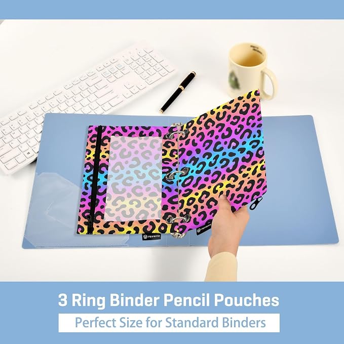 ALAZA Pencil Pouch for 3 Ring Binder Leopard Print Colorful Cheetah