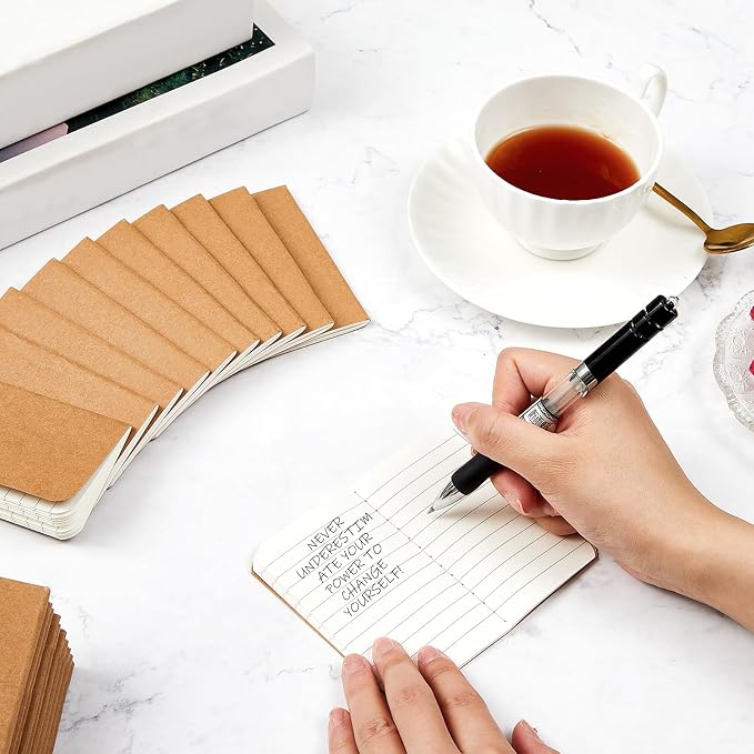 Outus 1 Pcs Pocket Notebook Mini Journal 2.5" x 4" Kraft Paper Mini Notepad Bulk Softcover Pocket Notepad Memo Diary Subject Notebooks for Student Travel School (Brown,Brown Cover)