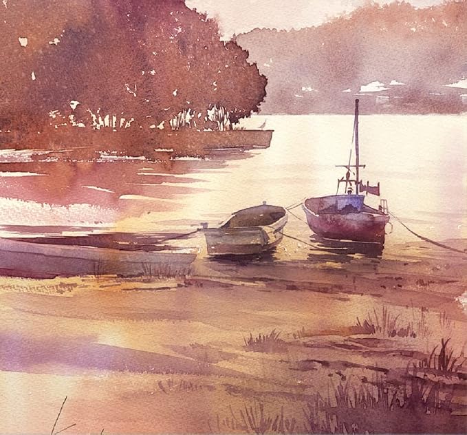 Maruman VifArt Watercolor Artbook- Premium Rough Watercolor Paper, Natural White, F3, 9.02" x 11.57", 15 Sheets/ 30 Pages, Reinforced Cover Sketchbook for Watercolor & Mixed Media, Red