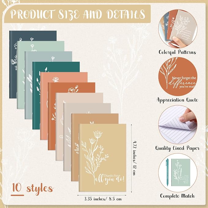 Tellingyou 40 Pcs Positive Affirmation Gifts Set Gratitude Notebooks with Pens Mini Motivational Encouragement Notepads Back to School Gift Journal for Students Teacher Women Stress Relief Self Care