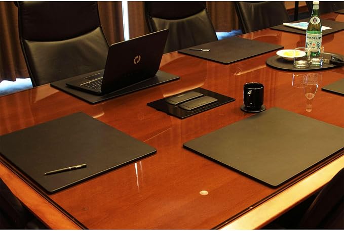 Dacasso Classic Black Leather 20" x 16" Luxury Conference Table Pad - Leather Desk Blotter for Writing - Boardroom Organization & Executive Desk Decor