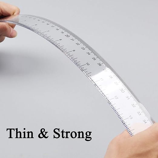 Ruler 12 inch 6 inch Rulers for Kids Plastic Clear Ruler Bulk for Classroom School Must Haves Supplies Tools Elementary Ruller with Centimeters (2pcs Clear (6 Inch+12 Inch))